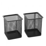 PACK DE 2 Pots a crayon - porte stylo mini carré métal Noir au meilleur prix au Maroc