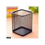 Lot de 4 Pots a crayon - porte stylo mini carré métal Noir au meilleur prix au Maroc