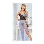 Laly bianca Chemise De Nuit + String - Bleu ciel-Noir au meilleur prix au Maroc
