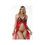Ruselin Chemise de nuit + string - rouge - noir au meilleur prix au Maroc