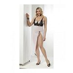 Chemise De Nuit + String - Blanc-Noir au meilleur prix au Maroc