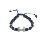 Diamant D'or Bracelet à Perles avec Barbell Haltère - Noir matte + Boite Cadeau au meilleur prix au Maroc