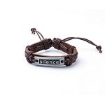 Almazy Bracelet en Cuir à motif Silence - Marron + Boite Cadeau au meilleur prix au Maroc