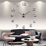 DIY Grande Horloge Murale Design 3D 1,20m - Silver MZ.LUX au meilleur prix au Maroc