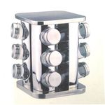 Set 12 Pots À Épices Verre avec Support Inox au meilleur prix au Maroc