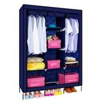 Armoire penderie bleue en tissu - Garde robe 3 portes et fermeture Zip au meilleur prix au Maroc