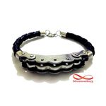 Bracelet Cuir Noir Et Acier Inoxydable au meilleur prix au Maroc