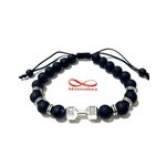 Agate Perles Noir Mat Barbell Argent Charm Stretch Bodybuilding Fitness Réglable au meilleur prix au Maroc
