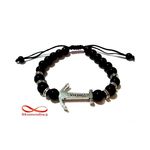 Agate Perles Noir Avec Pendenti Ancre Vikings Argent Réglable au meilleur prix au Maroc