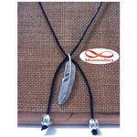Collier Cuir Noir Réglable Avec Pendentif Plume - Unisex au meilleur prix au Maroc