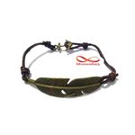 Bracelet Cuir MARRON Pendentif Plume Fermoir Ancre Marine BRONZE Réglable au meilleur prix au Maroc
