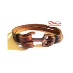 Bracelet Ancre Marine BRONZE Sur Cuir MARRON (Réglable) au meilleur prix au Maroc