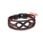 Bracelet Infinity En Cuir MARRON Véritable Symbole Et Fermoir Noir au meilleur prix au Maroc