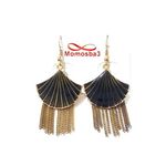 Boucles D’oreilles - DORE Et Noir a La Mode au meilleur prix au Maroc