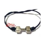 Bracelet Cuir Noir Avec Pendentif Fitness Argenté Unisex au meilleur prix au Maroc
