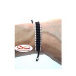 Bracelet Fil Noir Et Acier Inoxydable Argenté Unisex (Réglable) au meilleur prix au Maroc