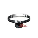 Bracelet Cuir Noir Et Acier Inoxydable (Réglable) au meilleur prix au Maroc