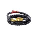 Bracelet Snak Unisex En Cuir Noir Fermoir Snak DORE au meilleur prix au Maroc