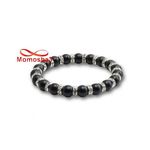 Agate Pierre Naturelle Noir + Cristal BLANC - Unisex au meilleur prix au Maroc