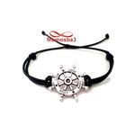 Bracelet Fil Noir Avec Pendentif Marine LOVE Argent Charm Réglable - Unisex au meilleur prix au Maroc
