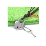 Collier Cuir MARRON Réglable Avec Pendentif Serrure En Forme De Coeur Et Clé - Unisex au meilleur prix au Maroc