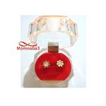 Boucle D'oreille Plaqué Or Avec Pierre BLANC + Boite au meilleur prix au Maroc