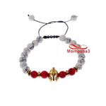 Agate Pierres Naturelle BLANC ROUGE+ Pendentif GLADIATOR DORE (Fil Réglable) au meilleur prix au Maroc