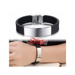 Bracelet Pour Homme Avec Silicon Et Acier Inoxydable Ajustable - Noir/Argenté au meilleur prix au Maroc