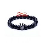 Agate Pierres Naturelle Avec Pendentif Couronne Noir - élastique au meilleur prix au Maroc