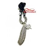 Collier Fil Noir Réglable Avec Pendentif Plume + Feuille Unisex au meilleur prix au Maroc