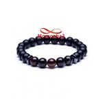 Agate Pierre Naturelle Noir Mat + MARRON  (élastique) au meilleur prix au Maroc