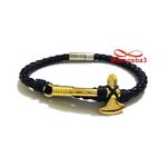 Bracelet Cuir Avec Pendentif Cleaver DORE Et Fermoir En Acier Inoxydable - Réglable au meilleur prix au Maroc