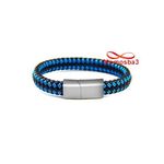 Bracelet Cuir Noir Et BLEU Avec Fermoir Magnétique - Unisex au meilleur prix au Maroc