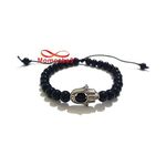 Bracelet Fil Avec Petite Perle Verre Noir Pendentif Khmisa Réglable - Unisex au meilleur prix au Maroc