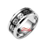 Bague En Acier Inoxydable Argenté Noir Avec Symbole Tete De Mort - Unisex au meilleur prix au Maroc