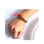 Bracelet Cuir MARRON Torsadé Avec Fermoir En Acier Inoxydable Argenté au meilleur prix au Maroc