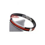 Bracelet En Silicone Noir + ROUGE Et Acier Inoxydable (Réglable) au meilleur prix au Maroc