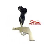 Collier Fil Noir Réglable Avec Pendentif Pistolet Argenté En Acier Inoxydable Argenté - Unisex au meilleur prix au Maroc