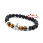 Agate Pierres Naturelle TIGER Eye + Noir Mat Avec Pendentif GLADIATOR au meilleur prix au Maroc