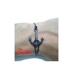 Bracelet Fil Noir Réglable Avec Pendentif Ancre Marine - Unisex au meilleur prix au Maroc