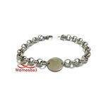 Gourmette En Acier Inoxydable Argenté Avec Piece Unisex Avec Sachet De Bijoux au meilleur prix au Maroc