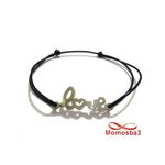 Bracelet Fil Noir Réglable Avec Pendentif LOVE En Acier Inoxydable - Unisex au meilleur prix au Maroc
