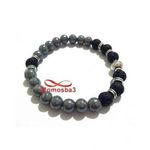 Agate Pierre Naturelle GRIS + Noir - Unisex au meilleur prix au Maroc