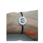Bracelet Fil Noir Réglable Avec Pendentif Khmissa En Acier Inoxydable Avec Pierres - Unisex au meilleur prix au Maroc