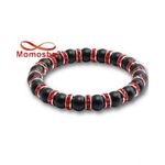 Agate Pierre Naturelle Noir + Cristal ROUGE Unisex au meilleur prix au Maroc