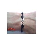 Bracelet Fil Noir Avec Pendentif Infinity Argent Charm Réglable - Unisex au meilleur prix au Maroc