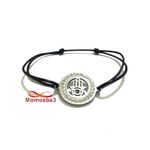 Bracelet Fil Noir Avec Pendentif Khmissa En Acier Inoxydable Avec Pierres au meilleur prix au Maroc