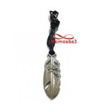 Collier Fil Noir Réglable Avec Pendentif Plume Tete De Mort Argenté - Unisex au meilleur prix au Maroc