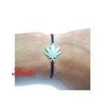 Bracelet Fil Noir Réglable Avec Pendentif Marijuana En Acier Inoxydable - Unisex au meilleur prix au Maroc