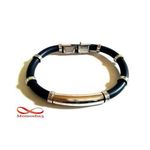 Bracelet En Silicon Noir Et Acier Inoxydable Argenté (Réglable) au meilleur prix au Maroc